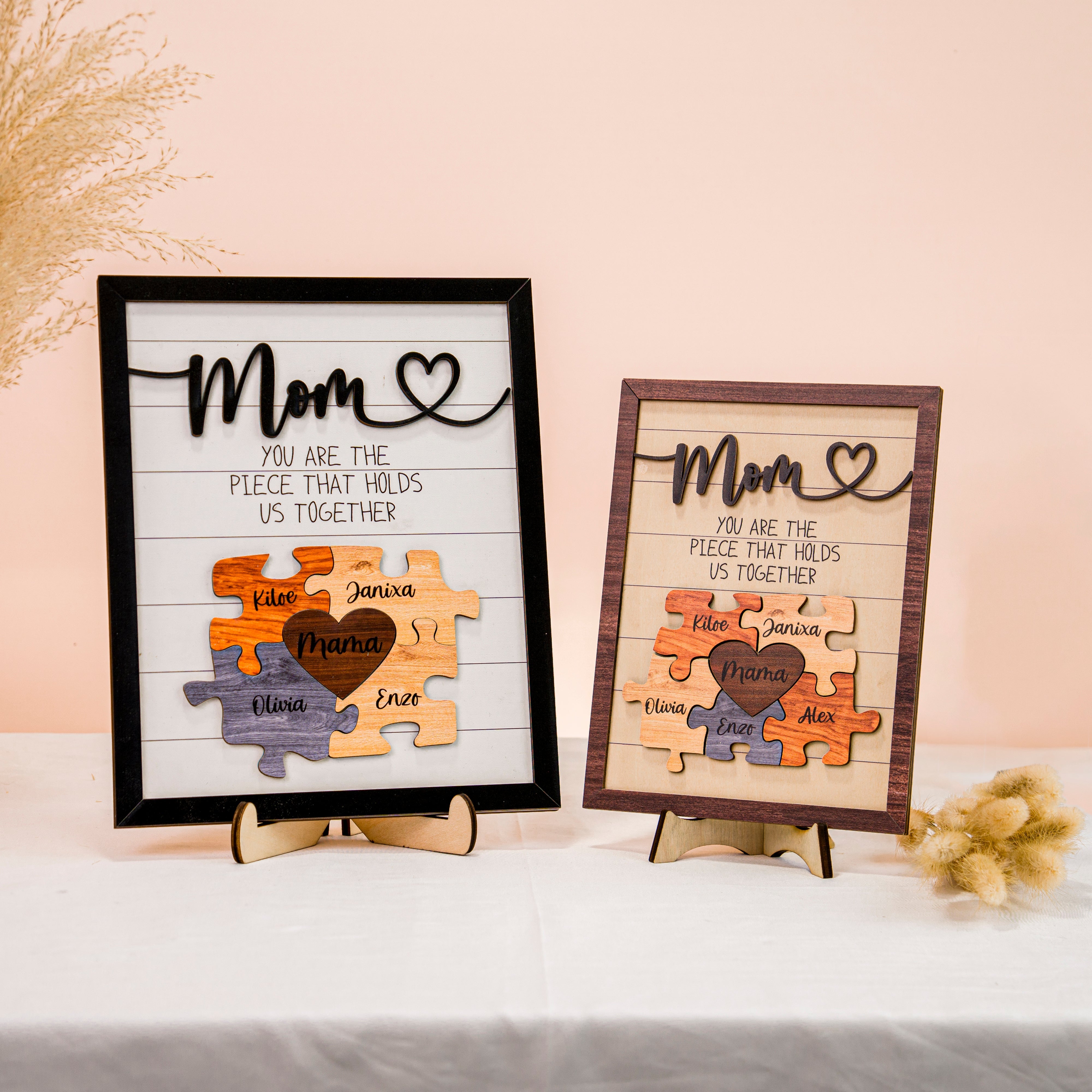 Mother's Day Puzzle Piece Sign - Small / Personalized Gifts for Mom from Kids /Mom Puzzle Sign/ You Are the Piece That Holds us Together (MS01)