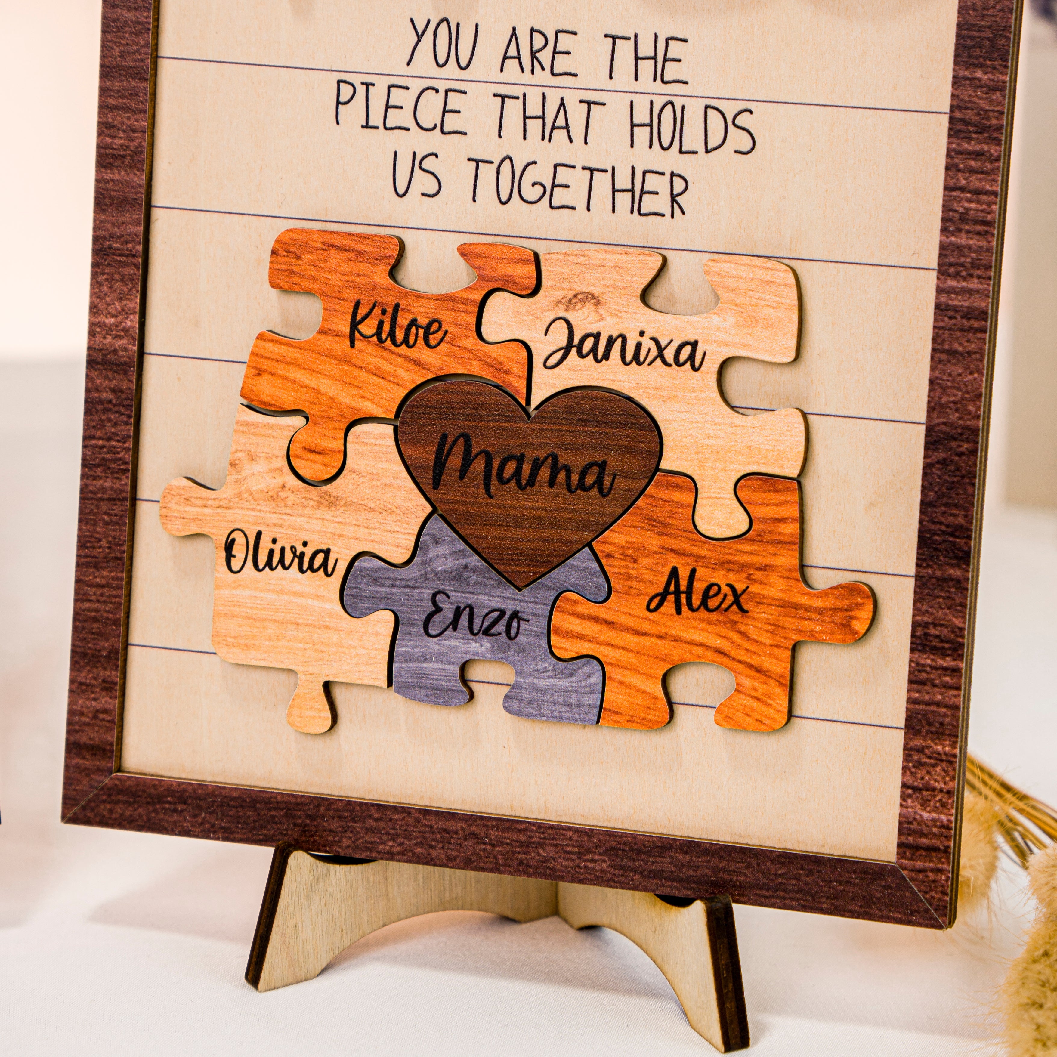 Mother's Day Puzzle Piece Sign - Small / Personalized Gifts for Mom from Kids /Mom Puzzle Sign/ You Are the Piece That Holds us Together (MS01)