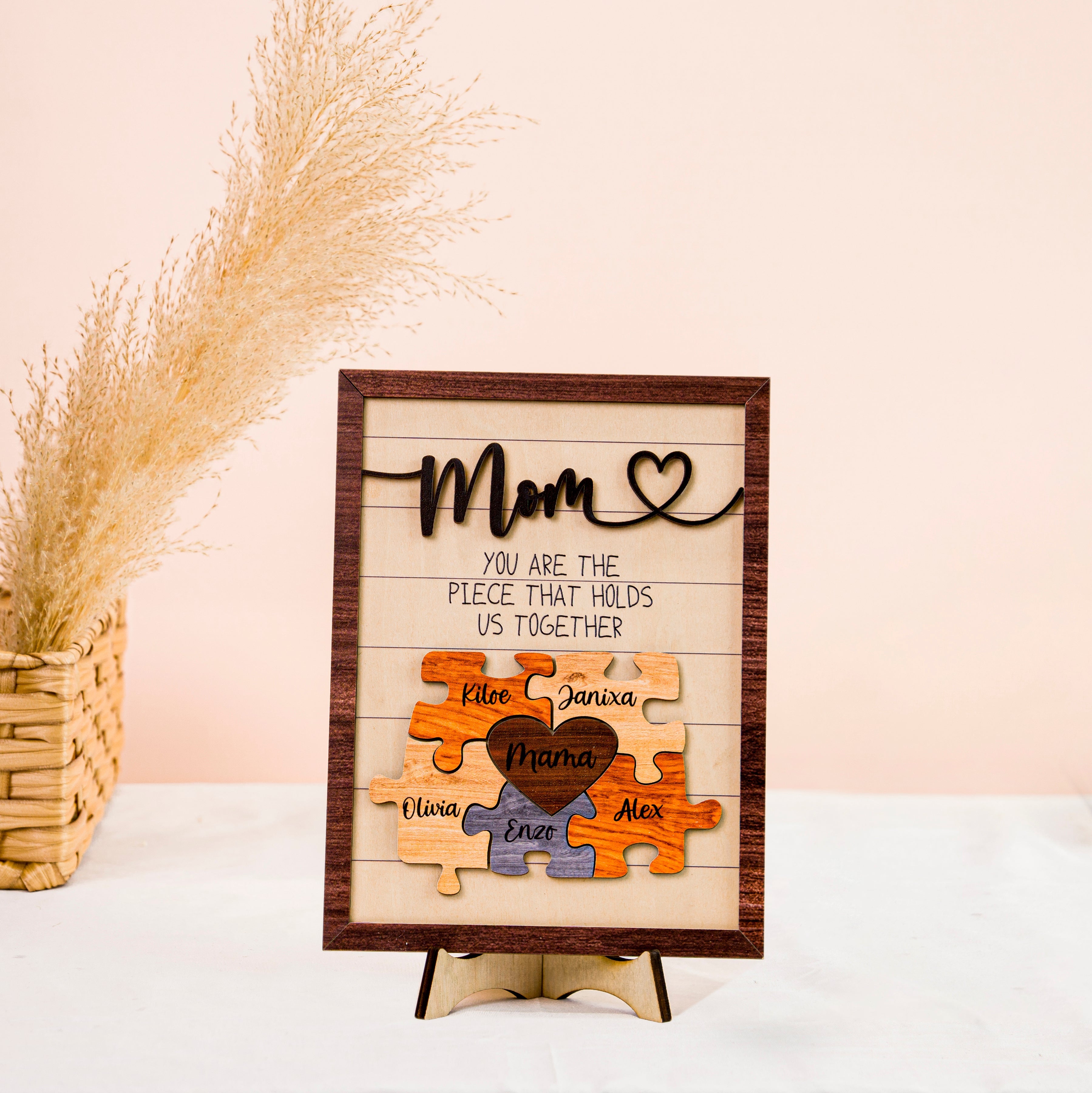 Mother's Day Puzzle Piece Sign - Small / Personalized Gifts for Mom from Kids /Mom Puzzle Sign/ You Are the Piece That Holds us Together (MS01)