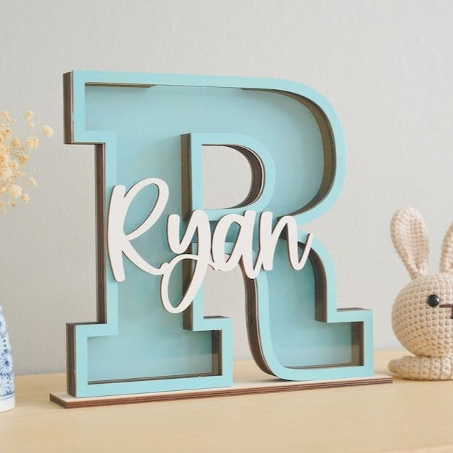 Personalized Wooden Letter Piggy Banks (PN52)