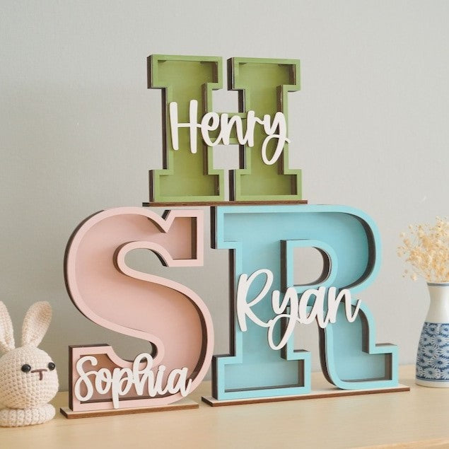 Personalized Wooden Letter Piggy Banks (PN52)