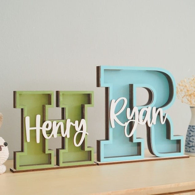 Personalized Wooden Letter Piggy Banks (PN52)