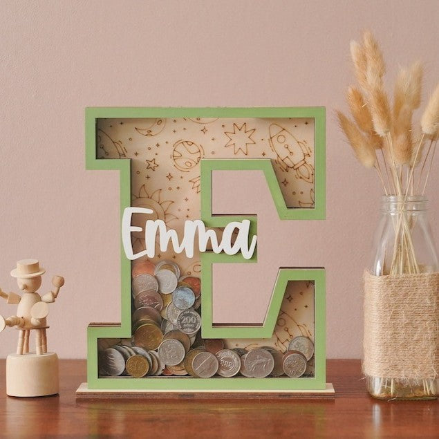 Personalized Wooden Letter Piggy Banks (PN52)