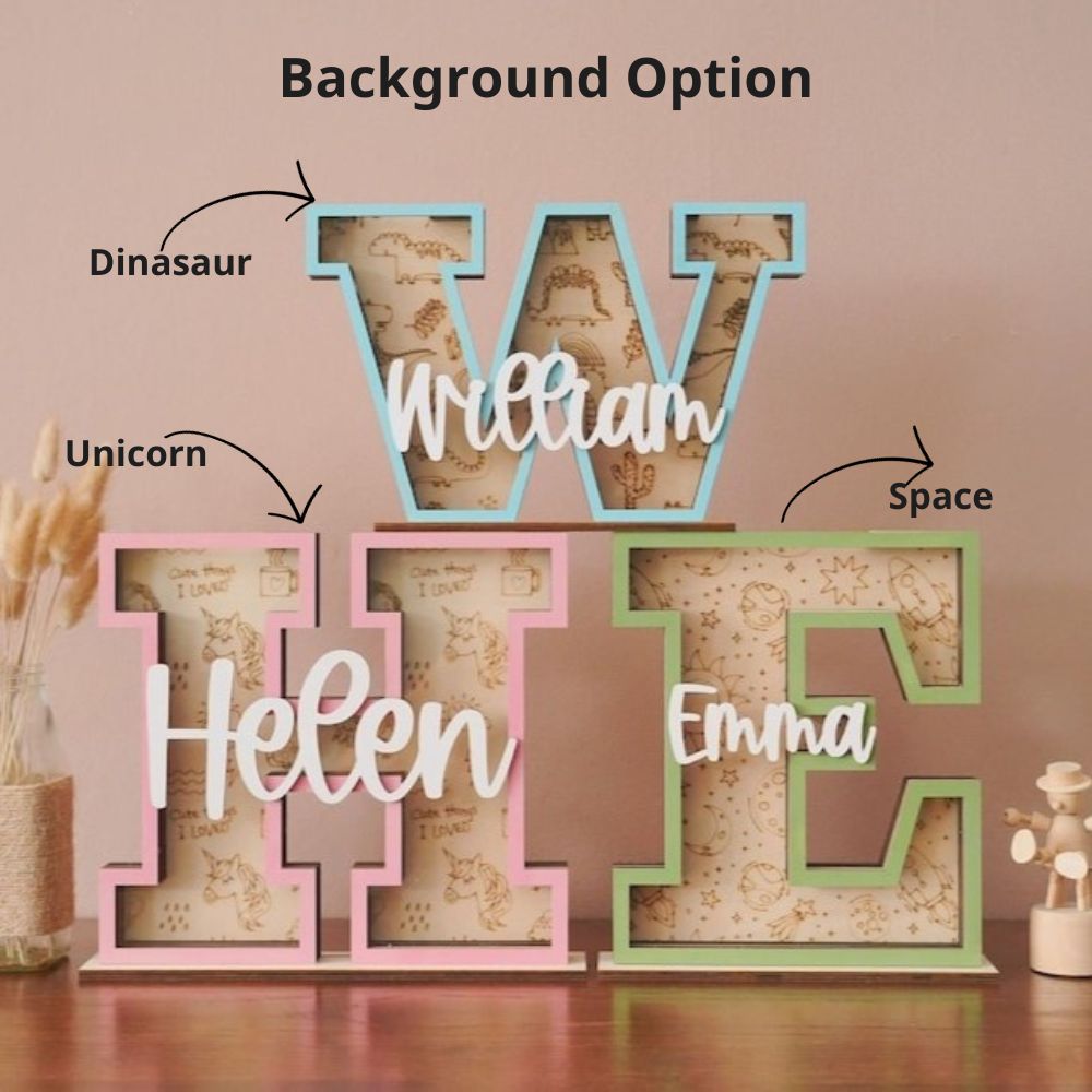 Personalized Wooden Letter Piggy Banks (PN52)